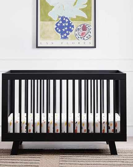 Babyletto Hudson 3-in-1 Convertible Crib with Toddler Bed Conversion Kit in Black, Greenguard Gold Certified - LeafyLoom