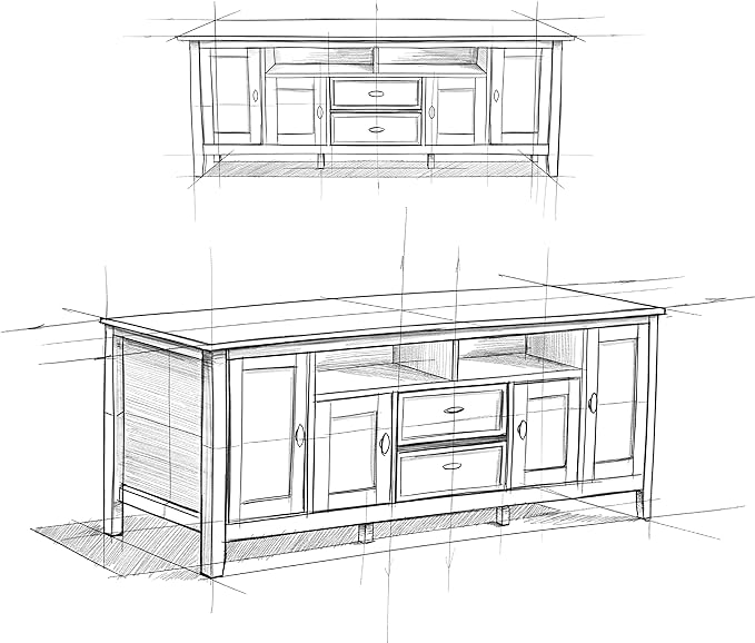 SIMPLIHOME Warm Shaker SOLID WOOD 72 Inch Wide Transitional TV Media Stand in Rustic Natural Aged Brown for TVs up to 80 Inches, For the Living Room and Entertainment Center - LeafyLoom