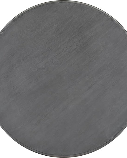 Retro 5-Piece Round Dining Table Set with 4 Upholstered Chairs for Kitchen, Breakfast Nook, Living Room, Dark Gray, 44" L x 44" W x 30.2" H - LeafyLoom