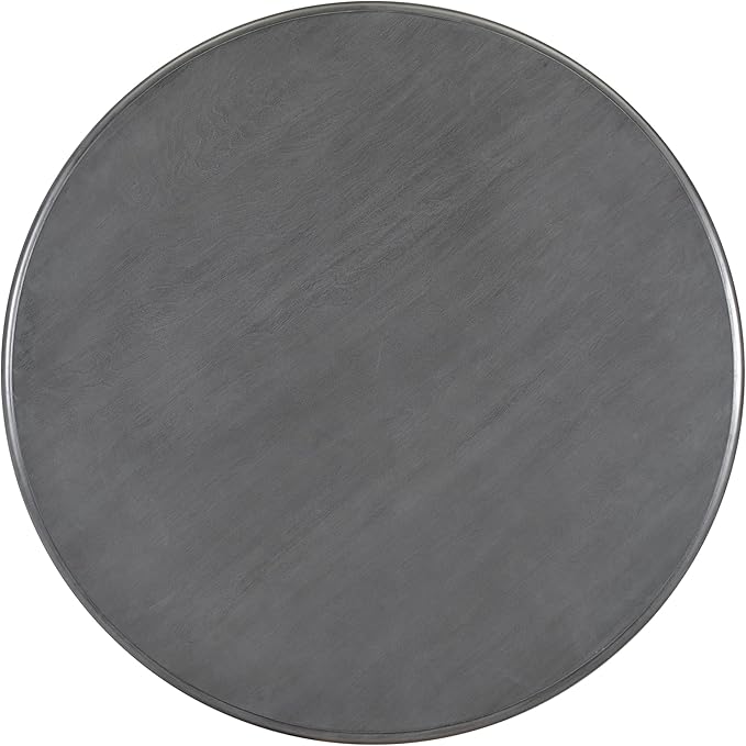Retro 5-Piece Round Dining Table Set with 4 Upholstered Chairs for Kitchen, Breakfast Nook, Living Room, Dark Gray, 44" L x 44" W x 30.2" H - LeafyLoom