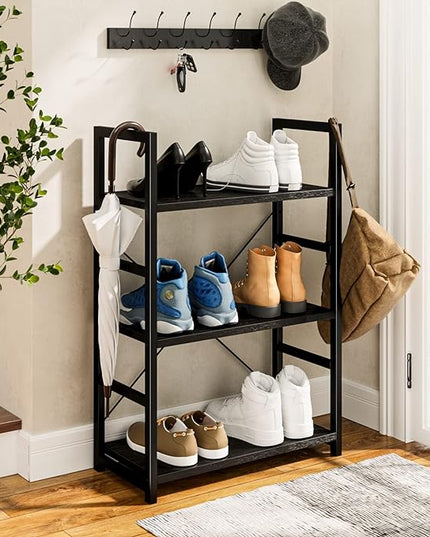 NUMENN 3 Tier Bookshelf, Bookcase Shelf Storage Organizer, Modern Book Shelf for Bedroom, Living Room and Home Office, Black - LeafyLoom