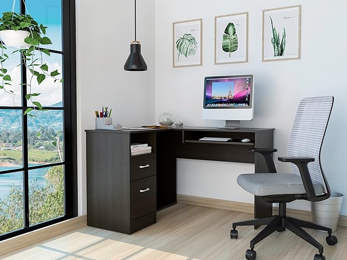 NicBex Kimberly-DW-00051-LWJ Home Office Desks, 47.2"x41.3"x30.4", Black - LeafyLoom
