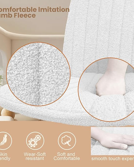 Armless Office Desk Chair with Wheels, Modern Swivel Computer Task Chair Comfortable Adjustable Wide Seat Vanity Chair for Home, Bedroom, Make Up(White) - LeafyLoom