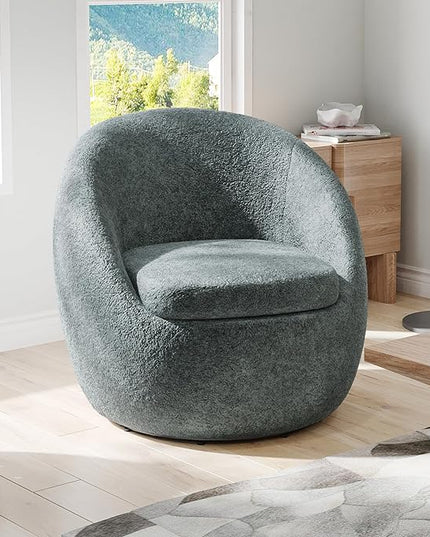 Farini Swivel Accent Chair,Swivel Barrel Chair, Comfy Oversized Round Accent Chair for Living Room Bedroom(Green) - LeafyLoom
