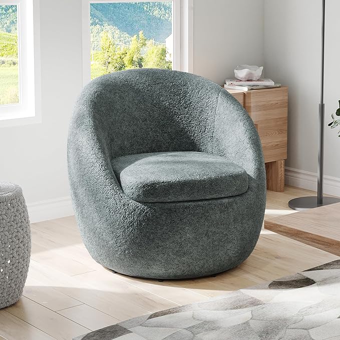 Farini Swivel Accent Chair,Swivel Barrel Chair, Comfy Oversized Round Accent Chair for Living Room Bedroom(Green) - LeafyLoom