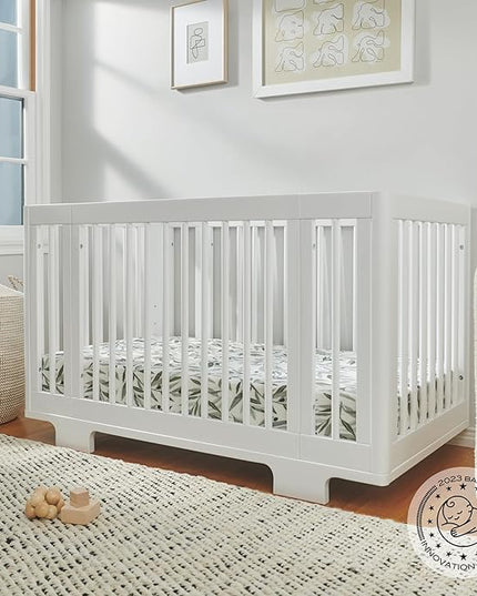 Babyletto Yuzu Convertible All-Stages Bassinet, Midi, Full-Size Crib in White, Greenguard Gold Certified, Portable & Adjustable with Conversion Kits and Pads Included - LeafyLoom