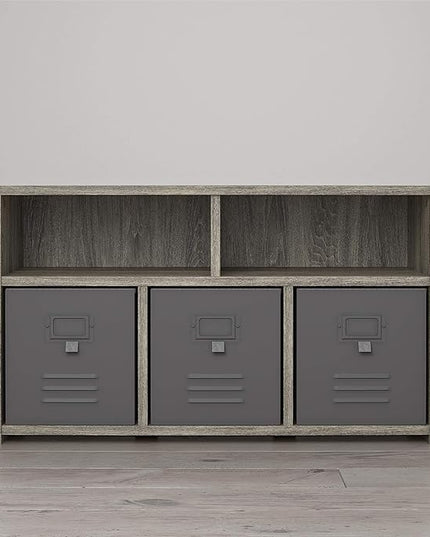 Little Seeds Nova Bedroom Grey Storage Bench, Gray Oak - LeafyLoom