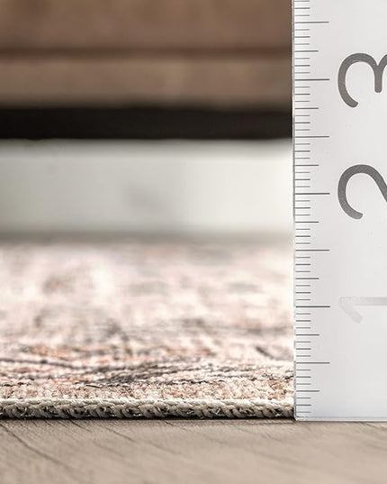 nuLOOM Gwyn Distressed Machine Washable Ultra Thin Runner Rug, 2' 6" x 10', Beige - LeafyLoom