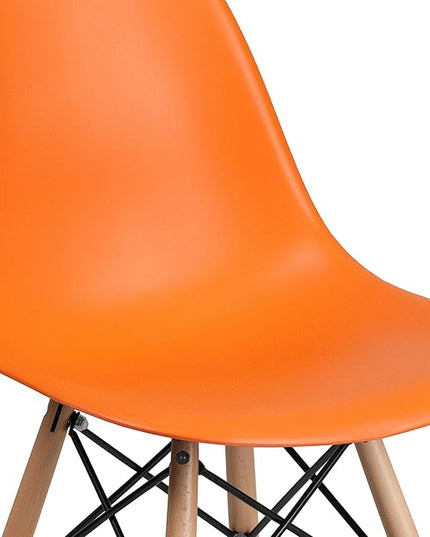 Flash Furniture Elon Series Orange Plastic Chair with Wooden Legs - LeafyLoom