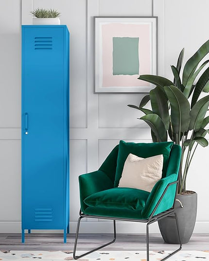 Novogratz Cache Single Metal Locker Storage, Blue Cabinet - LeafyLoom