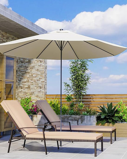 Pamapic 8512 Pieces, Chaise Thickened Cushion, PE Rattan Steel Frame Pool Lounge Chair Set for Patio Backyard Porch Garden Poolside, 2 PCS, Beige - LeafyLoom
