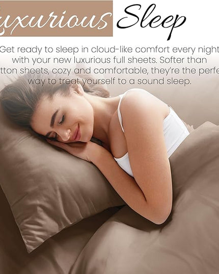 Linen Market Bed Sheets for Full Size Bed (Taupe) - Sleep Better Than Ever with These Soft and Cooling Full Sheets - Deep Pocket Fits 16" Thick Beds - 4 Piece Full Sheet Set - LeafyLoom