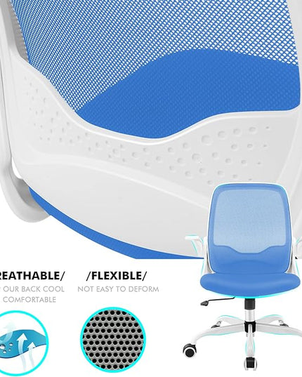 KERDOM Office Chair, Ergonomic Desk Chair, Breathable Mesh Computer Chair, Comfy Swivel Task Chair with Flip-up Armrests and Adjustable Height - LeafyLoom