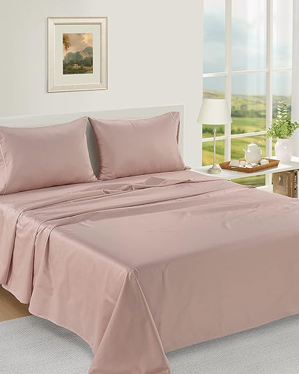 LANE LINEN 100% Egyptian Cotton Bed Sheets - 1000 Thread Count 3-Piece Twin Set Long Staple Bedding Sateen Weave Luxury Hotel Fits Upto 16" Mattress Sepia Rose - LeafyLoom