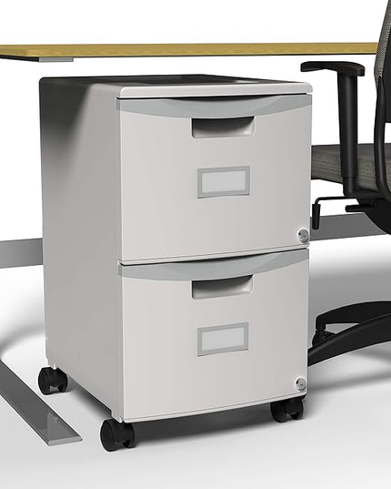 Storex 61310A01C File Cabinet, 1-Pack, Grey/Dark Grey - LeafyLoom