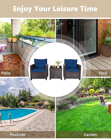 3 PCS Patio Furniture Set, OneSize, Navy - LeafyLoom