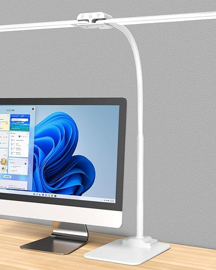 KableRika Desk Lamp Double Light: Bright Led Desk Lights for Home Office - Eye Care Reading Table lamps with Base - Dimmable Desktop lighting for Computer Monitor Study Drafting - LeafyLoom