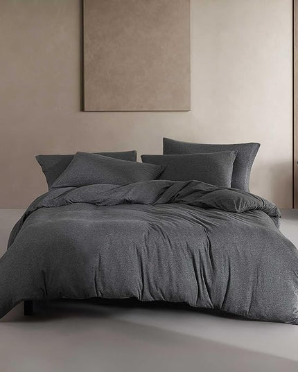 Calvin Klein - King Comforter Set, Luxuriously Soft Home Decor, Modern Cotton Melange Jersey Bedding (Gunmetal Grey Heather, King) - LeafyLoom