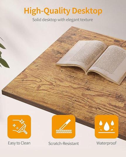 CubiCubi 47 Inch Computer Desk with 4 Drawers, Home Office Small Desk with Storage, Modern Study Writing Desk, Rustic Brown - LeafyLoom