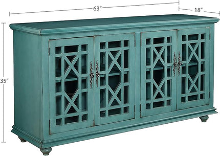 Martin Svensson Home Elegant TV Stand, 63" W x 35" H, Antique Teal - LeafyLoom