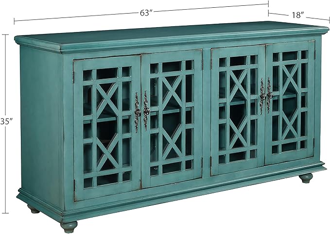 Martin Svensson Home Elegant TV Stand, 63" W x 35" H, Antique Teal - LeafyLoom