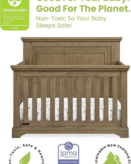 Delta Children Simmons Kids Paloma 4-in-1 Convertible Crib, Greenguard Gold Certified, Rustic Acorn - LeafyLoom
