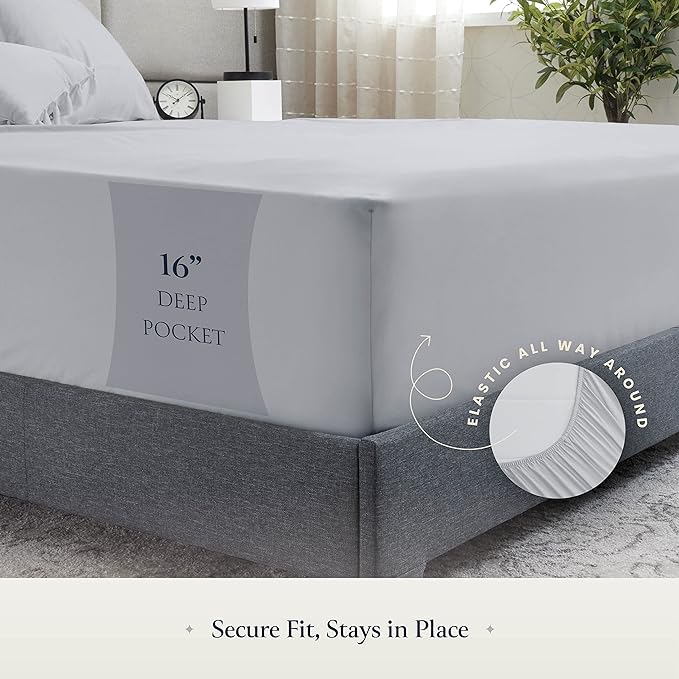 BELADOR Silky Soft Full Sheet Set - Luxury 6 Piece Bed Sheets for Full Size Bed, Secure-Fit Deep Pocket Sheets with Elastic, Breathable Hotel Sheets and Pillowcase Set, Wrinkle Free Oeko-TEX Sheets - LeafyLoom