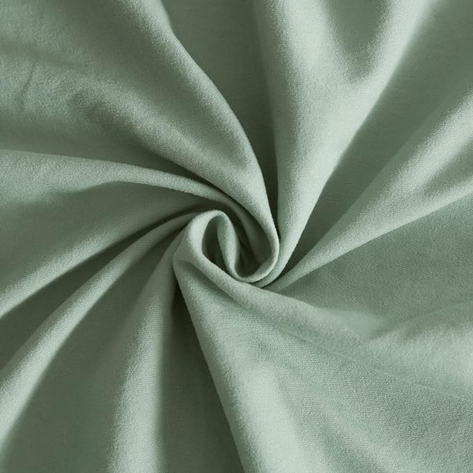 HighBuy Twin Bed Sheets Set - 3 Piece Bedding - Sage Green Washed Microfiber Sheets Twin,Breathale Sheets Shrinkage and Fade Resistant - Deep Pocket 16 Inch - Easy Fit Fitted Sheet,Pillowcases Set - LeafyLoom