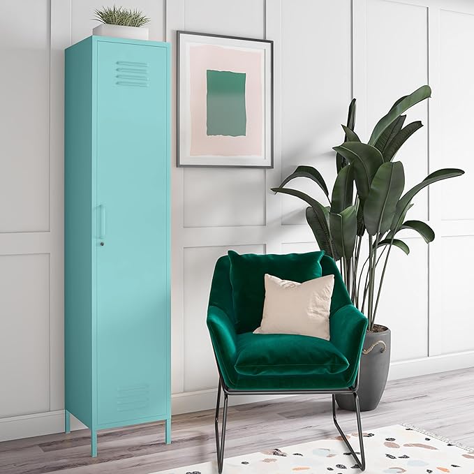 Novogratz Cache Single Metal Locker Storage, Mint Cabinet - LeafyLoom