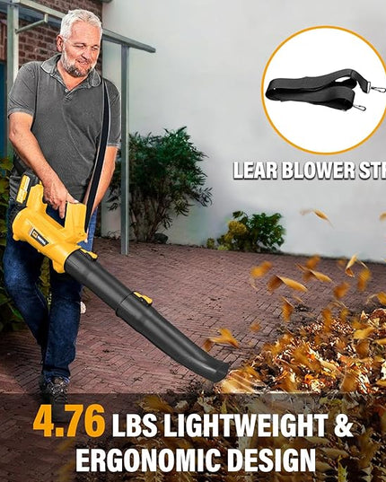 Cordless Leaf Blower - 540CFM Brushless Electric Leaf Blower Cordless with 2 * 6.0Ah Batteries and Charger -6 Speed Mode -20V Battery Powered Leaf Blowers for Lawn Care, Patio, Blowing Leaves - LeafyLoom