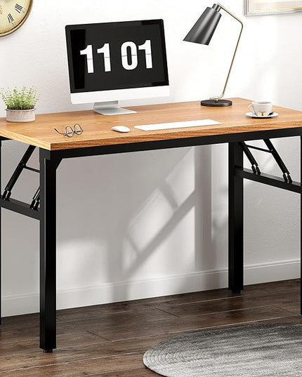 Need 39.4 inches Computer Desk for Small Space Small Folding Table Small Writing Desk Compact Desk Foldable Desk with BIFMA Certification, No Install Needed, Teak - LeafyLoom