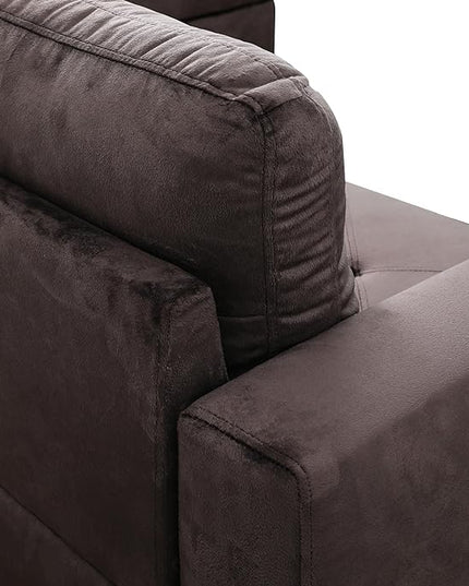 L-Shaped Sectional Couches with 66.5'' Chaise Lounge & Storage Ottoman Modular Room Sofas for Home Office Apartment, Large Living Furniture, 97'' Right Hand Facing, Espresso Flannel - LeafyLoom