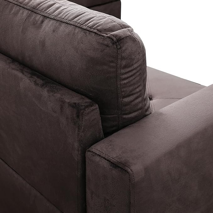 L-Shaped Sectional Couches with 66.5'' Chaise Lounge & Storage Ottoman Modular Room Sofas for Home Office Apartment, Large Living Furniture, 97'' Right Hand Facing, Espresso Flannel - LeafyLoom
