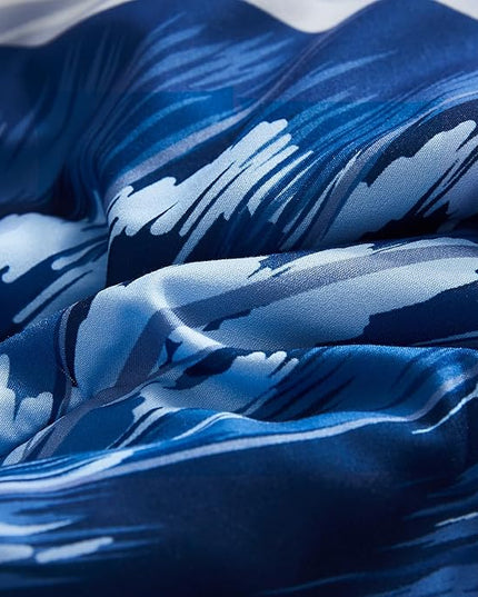 WRENSONGE Twin Comforter Set, 5 Pieces Blue Floral Comforter Set with Sheets, Navy Leaf Bedding Set, Twin Bed in a Bag Soft Breathable Microfiber for All Seasons - LeafyLoom