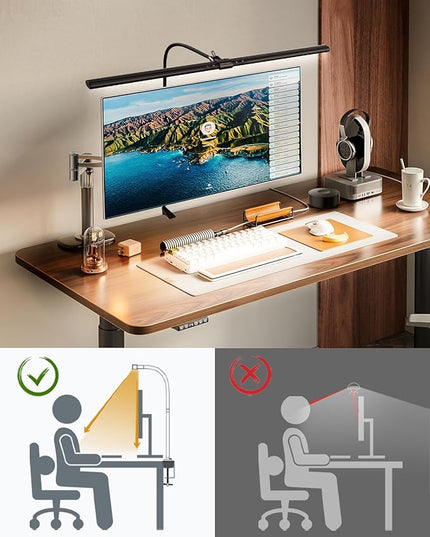 LED Desk Lamp with Remote, Auto Dimming 6 Color Modes Architect Clamp Desk Light for Home Office, 24W Ultra Bright Adjustable Gooseneck Table Lamp for Workbench, Monitor Reading - LeafyLoom