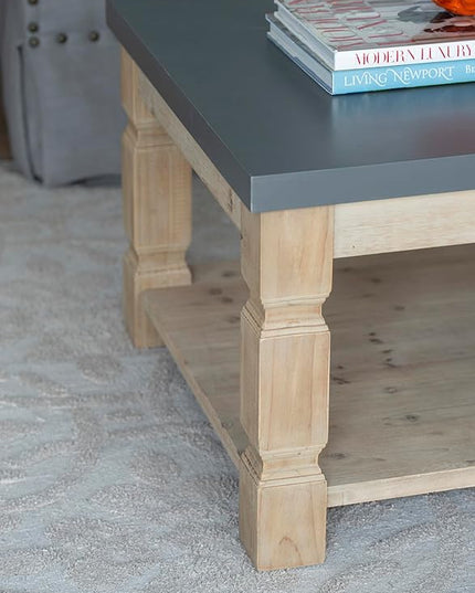 NicBex Coffee Table Wooden Coffee Table with Storage Square Center Tables with Open Bottom Shelf End Table for Living Room, Dining Room, Office, and Bedroom,23.8" W, Brown+Gray - LeafyLoom