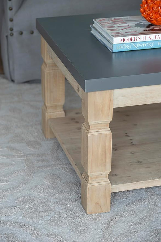 NicBex Coffee Table Wooden Coffee Table with Storage Square Center Tables with Open Bottom Shelf End Table for Living Room, Dining Room, Office, and Bedroom,23.8" W, Brown+Gray - LeafyLoom