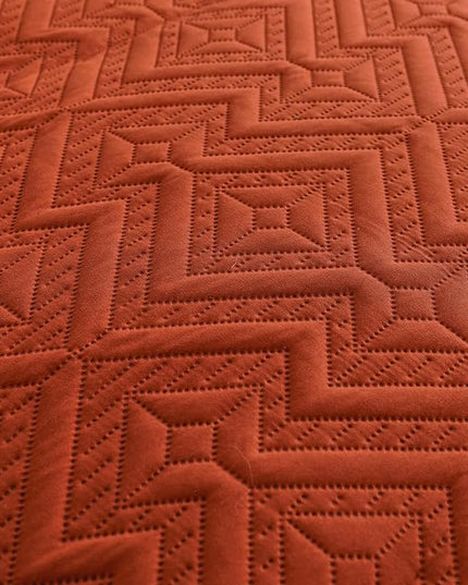 WONGS BEDDING Burnt Orange Comforter Set Queen Size(90“×90”), Terracotta Boho Geometric Textured Bedding Comforter Sets - 3 Pieces Soft Microfiber Ultrasonic Bedding with 2 Pillowcases - LeafyLoom