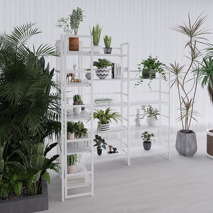 No-Assembly Folding Bookshelf Storage Shelves 4 Tiers Vintage Multifunctional Plant Flower Stand Storage Rack Shelves Bookcase for Home Office(All White) - LeafyLoom