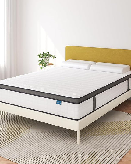Full Size Mattress,10 Inch Full Mattress in a Box,Hybrid Memory Foam Full Size Mattresses,Medium Firm Soft and Comfort White Mattress,CertiPUR-US. - LeafyLoom