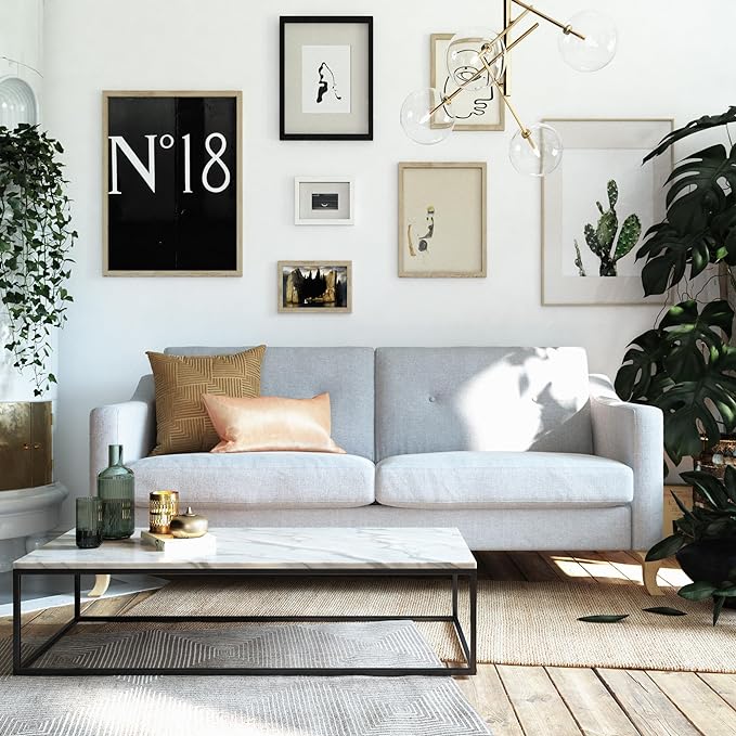 Mr. Kate Tess Sofa with Soft Pocket Coil Cushions, Small Space Living Room Furniture, Light Gray Linen - LeafyLoom