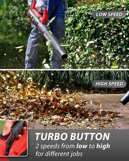 PowerSmart 20V Cordless Leaf Blower with 2 Batteries and Charger, Blowers for Lawn Care, Snow Blowing & Yard Cleaning - LeafyLoom