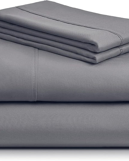LuxClub Twin Sheets - Soft Kids Twin Bed Sheets for Boys and Girls, 4 PC Deep Pockets 18" Eco Friendly Wrinkle Free Kids Fitted Sheets Machine Washable Hotel Bedding Silky Soft- Light Grey Twin - LeafyLoom