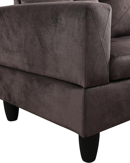 L-Shaped Sectional Couches with 66.5'' Chaise Lounge & Storage Ottoman Modular Room Sofas for Home Office Apartment, Large Living Furniture, 97'' Right Hand Facing, Espresso Flannel - LeafyLoom