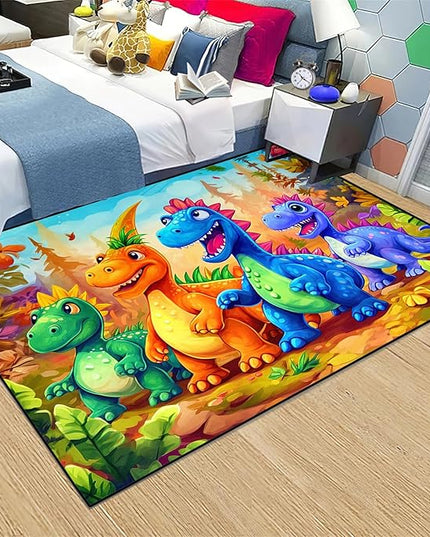 Dinosaur Rug for Boys Room - Colorful Cute Dino Rug for Room Kids Carpet for Bedroom Boys Bedroom Rug Cartoon Dinosaur Rug Cute Dinosaur Rugs for Boys Bedroom,5'×7' - LeafyLoom