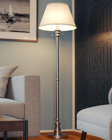 Kenroy Home 30438BS Spyglass Traditional Floor Lamp, Brushed Steel, 59.5 Inch Height, 17 Inch Width, 17 Inch Depth - LeafyLoom