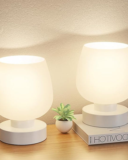 Kakanuo Touch Bedside Lamps Set of 2, Small Table Lamps for Bedroom, 3 Way Dimmable Nightstand Lamps with Modern Design, Small Desk Lamps for Living Room and Office - Bulb Included, Pack of 2 - LeafyLoom