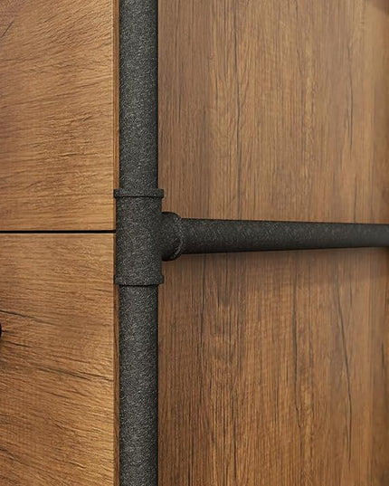 Sauder Iron City Lateral File, L: 31.50" x W: 20.00" x H: 30.00", Checked Oak Finish - LeafyLoom