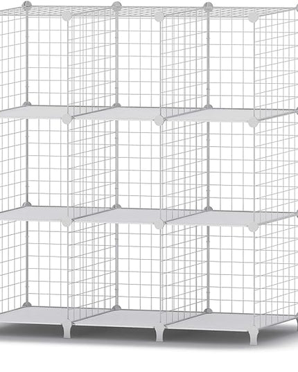 HOMIDEC Wire Cube Storage, Storage Shelves 9 Cube Bookshelf Bookcase Closet Organizer and Storage, Wire Storage Shelves Multi-Use DIY Storage Cube Shelf for Books, Toys, Clothes, Tools - LeafyLoom