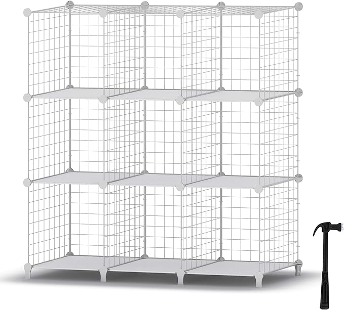 HOMIDEC Wire Cube Storage, Storage Shelves 9 Cube Bookshelf Bookcase Closet Organizer and Storage, Wire Storage Shelves Multi-Use DIY Storage Cube Shelf for Books, Toys, Clothes, Tools - LeafyLoom